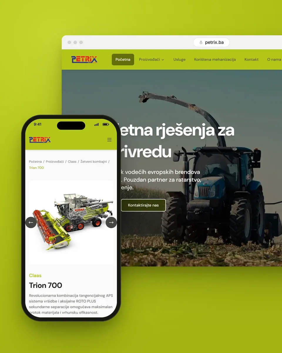 Aplikacija petrix.ba na laptopu i telefonu