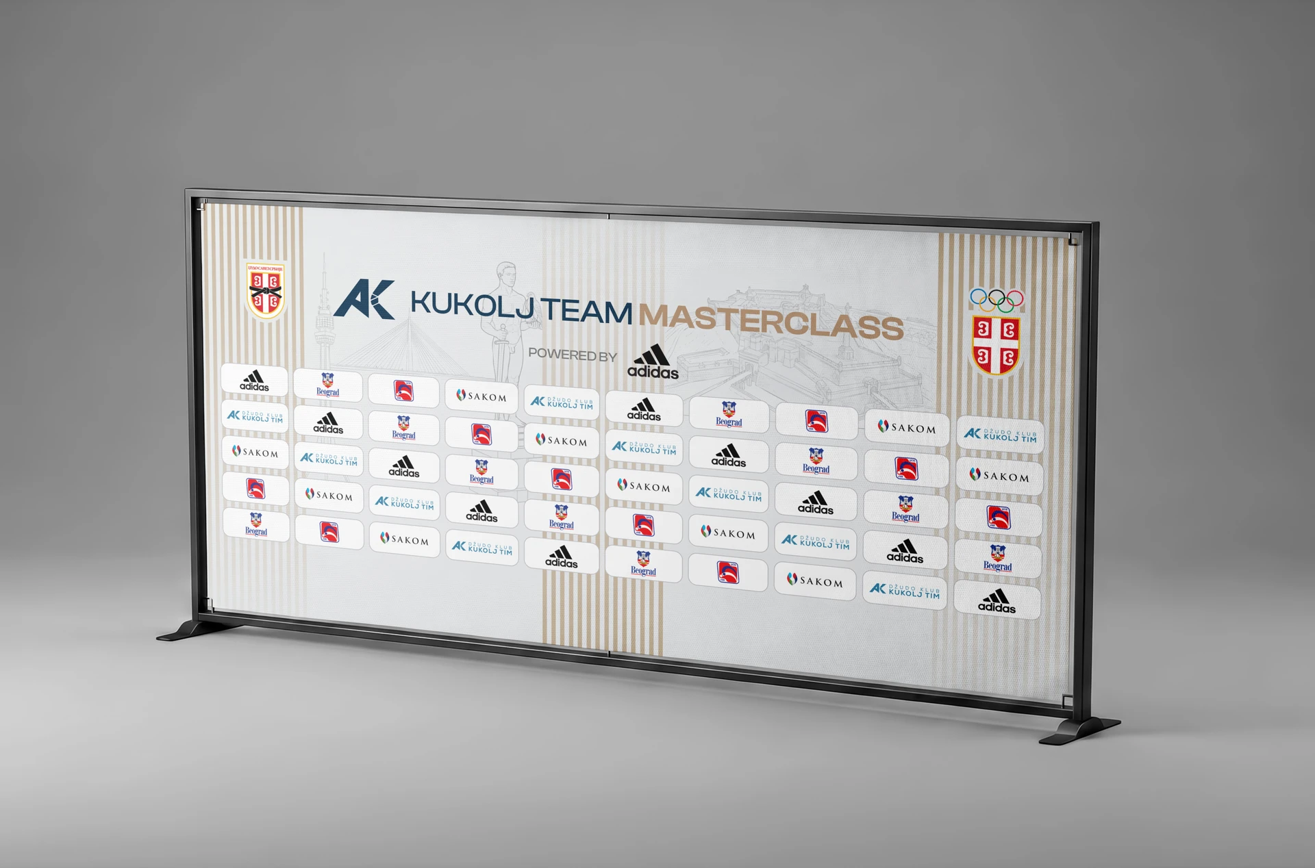 Pres zid za 2026. sa logom Kukolj Team Masterclass i logoima partnera