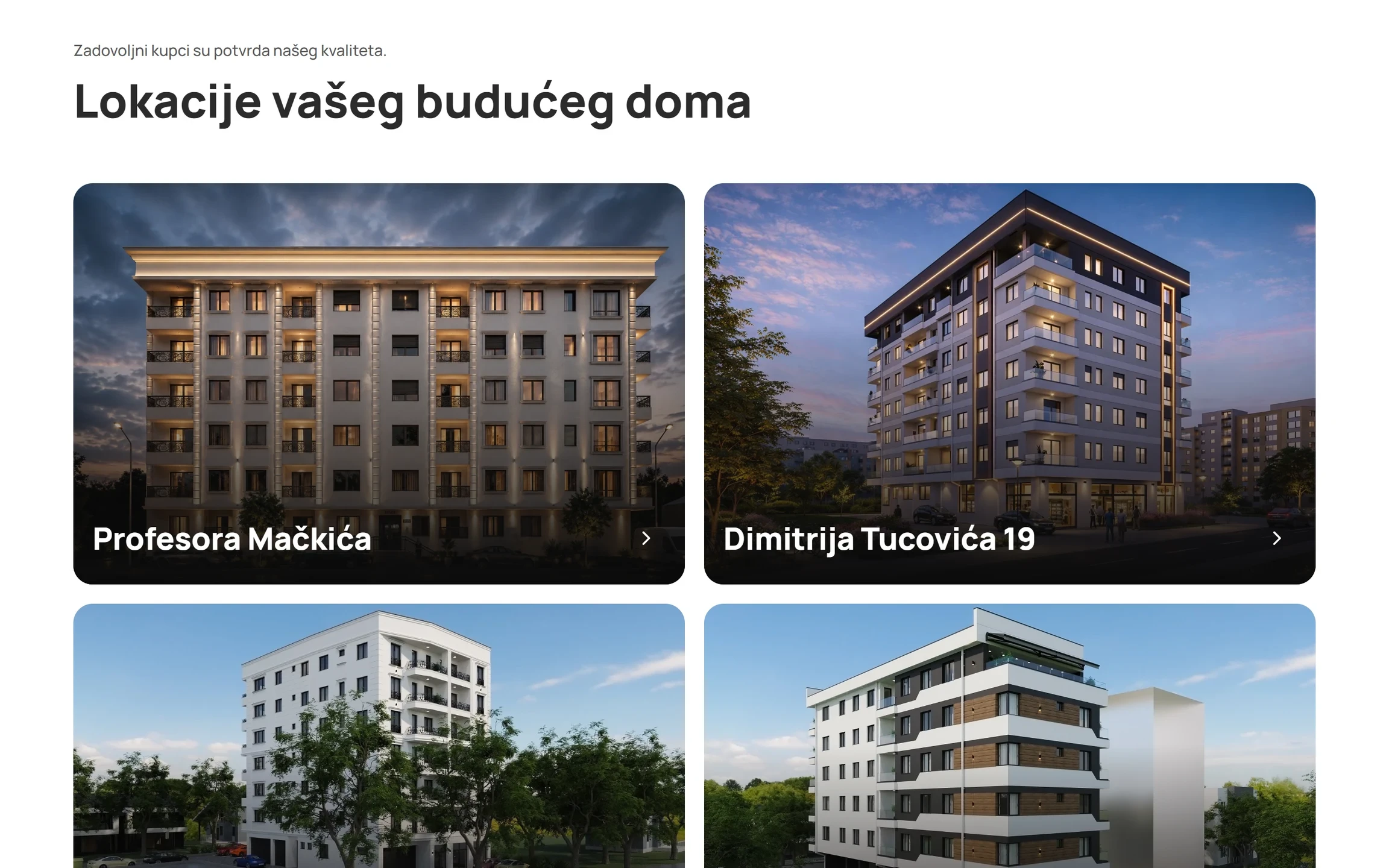 Spisak zgrada na početnoj strani rbizgradnja.ba, sa karticama zgrada Profesora Mačkića i Dimitrija Tucovića 19